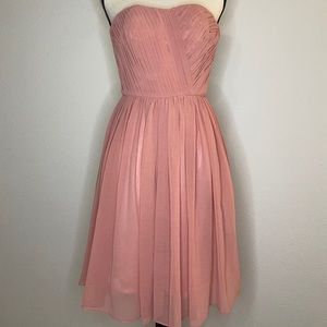 Pink chiffon strapless dress